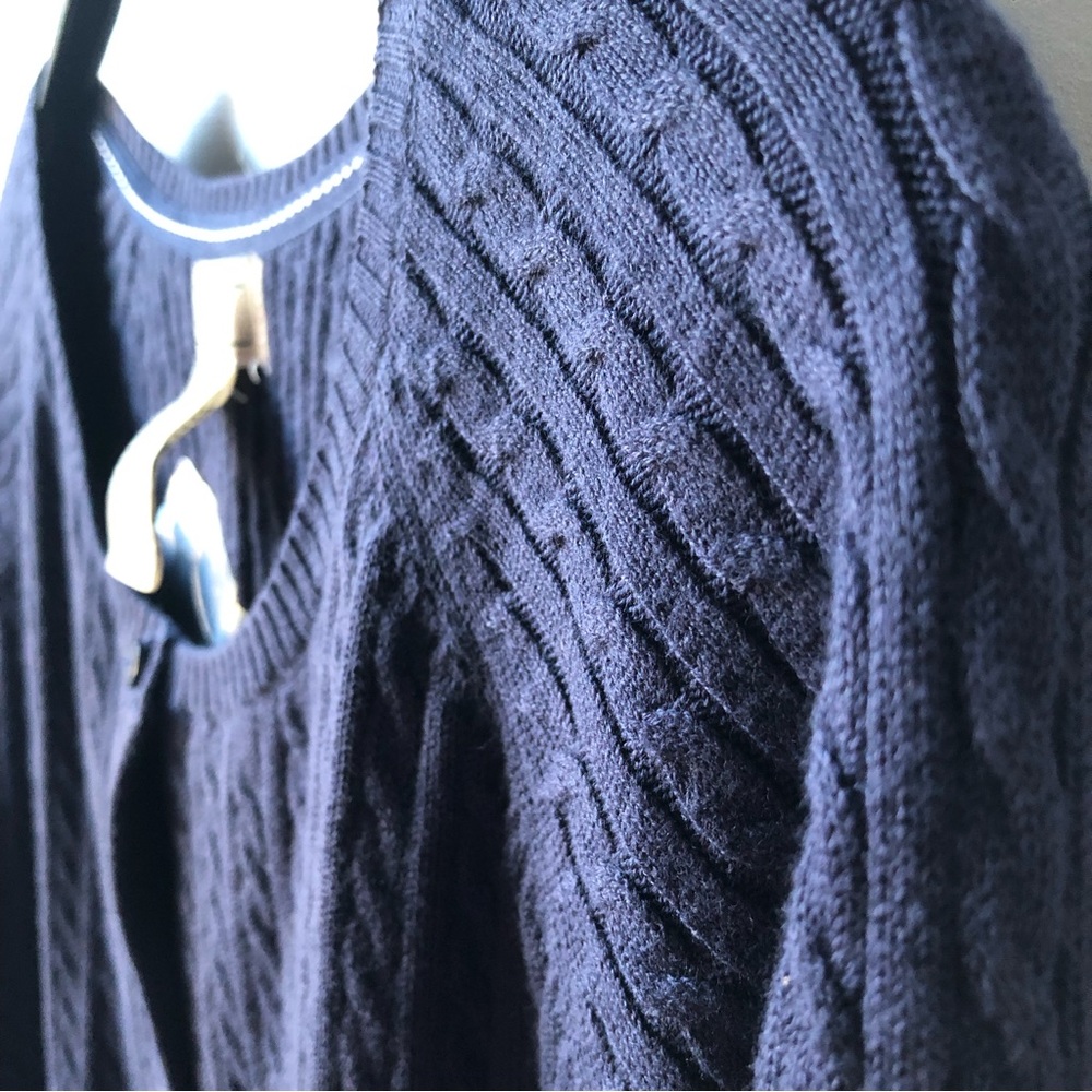 NWT L.L Bean Plus Size Women’s Button Front Knit Cardigan Sweater, Navy Size 2X - Picture 8 of 16